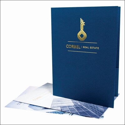 Custom Standard Two Pocket Presentation Folders, 9" x 12", Emerald Green Linen 80#, 1 Standard Foil, 50/Pack