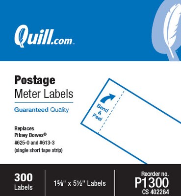 Quill Brand® Postage Meter Self-Adhesive Labels, 1-5/8 x 5-1/2, White, 300 Labels/Pack (P1300)