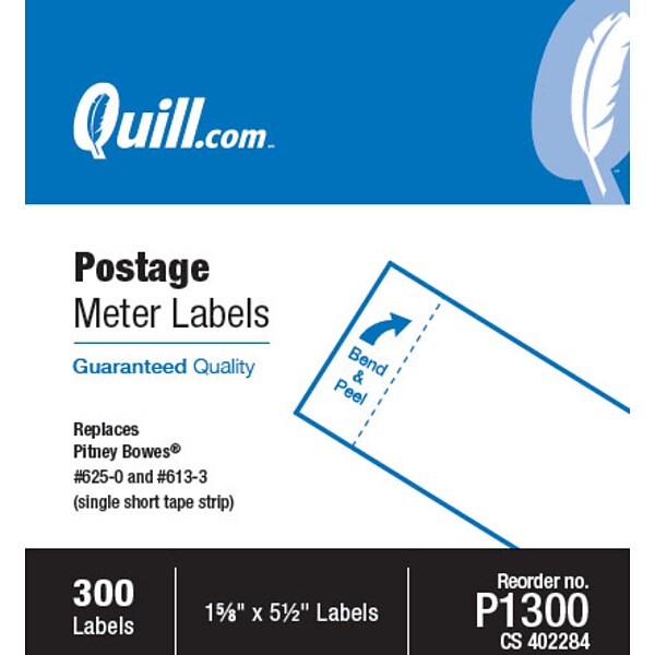 Quill Brand® Postage Meter Self-Adhesive Labels, 1-5/8 x 5-1/2, White, 300 Labels/Pack (P1300)