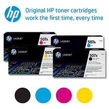 HP 507X High Yield Black/HP 507A Standard Yield Cyan/Magenta/Yellow Original Toner, Multi-Pack (4 pack)