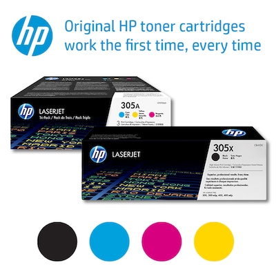 HP 305X High Yield Black/ HP 305A Standard Cyan/Magenta/Yellow LaserJet Toner, Multi-pack (4 pack)