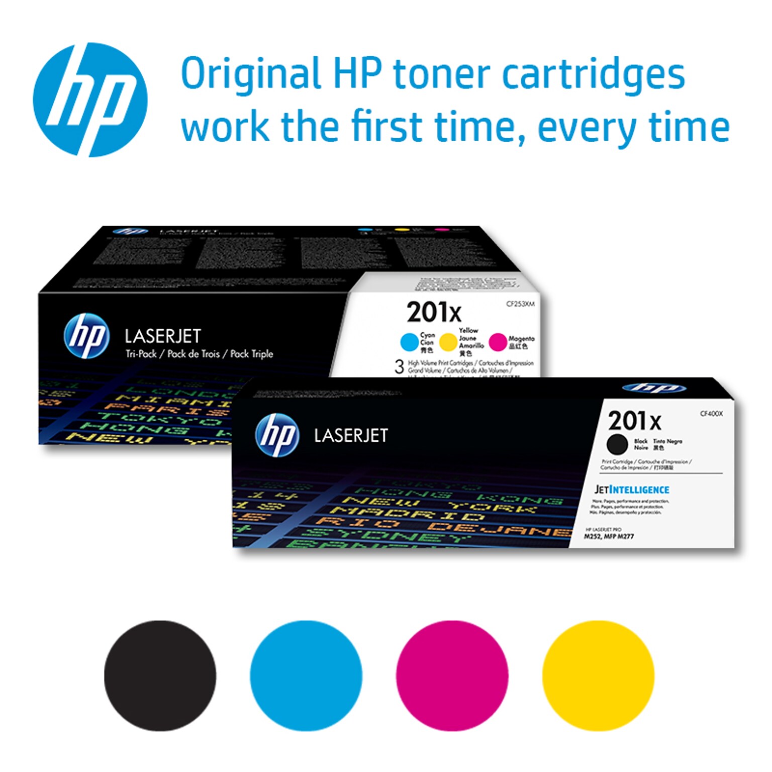 HP 201X Black/Cyan/Yellow/Magenta Original LaserJet Toner, Multi-pack (4 pack)