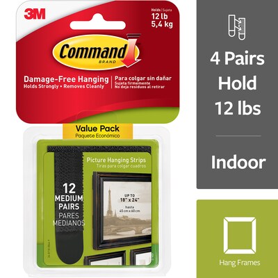 Command Medium Picture Hanging Strips, 12-Pairs (24-Command Strips) (17204BLK12ES)