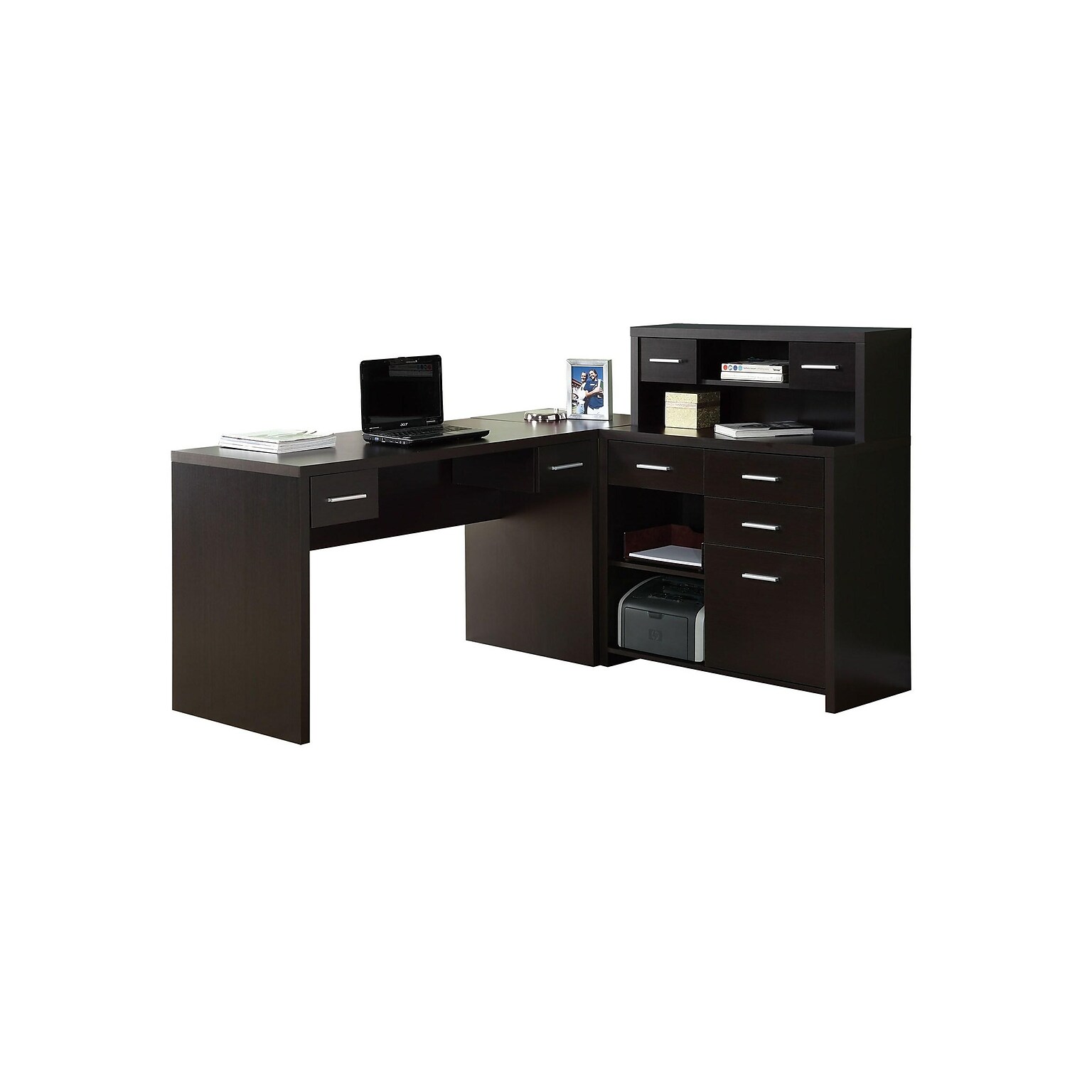 Monarch Specialties Inc. 63 Particle Board L-Shaped Desk, Cappuccino (I 7018)