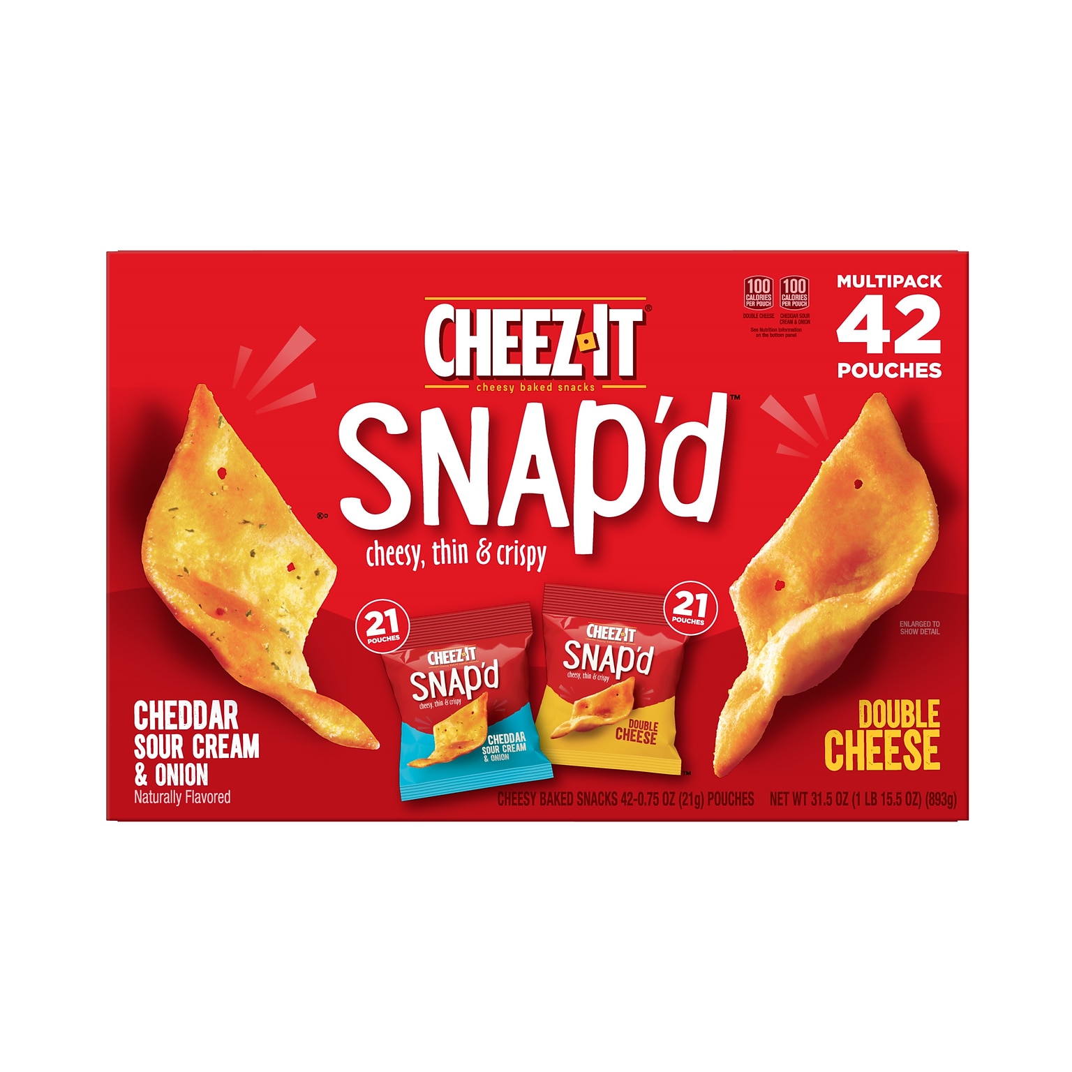 Cheez-It Snap’d Variety Pack Chips, 42 Bags/Pack (KEE11501)