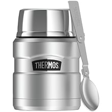 Thermos Sk3000sttri4 Stainless King Vacuum-insulated Food Jar With Folding Spoon, 16oz (silver)