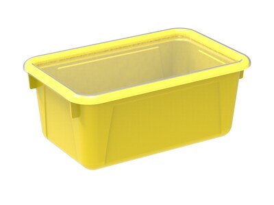 Storex 5.1H x 7.8W Plastic Small Cubby Bin with Lid, Yellow, 5/CT (62410U05C)