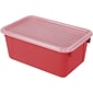 Storex 5.1"H x 7.8"W Plastic Small Cubby Bin with Lid, Red, 5/CT (62407U05C)