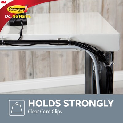 Command Round Cord & Light Clips, Clear, 4/Pack (17017CLR)