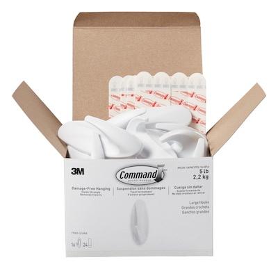 Command Large Designer Hooks, 5 lb., White, 16/Pack (17083-S16NA)