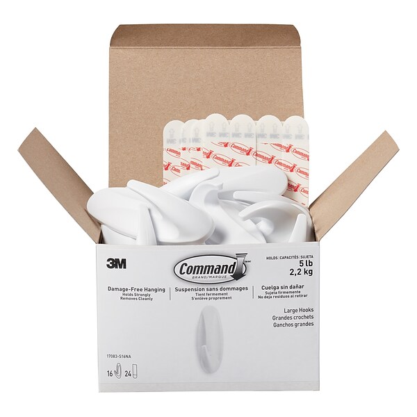 Command™ Large Designer Hooks, White, 16 Hooks (17083-S16NA)
