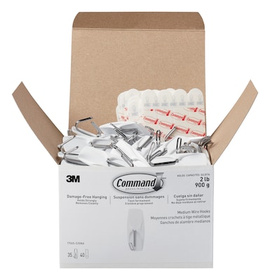 Command Medium Wire Hooks, White, 35 Hooks (17065-S35NA)