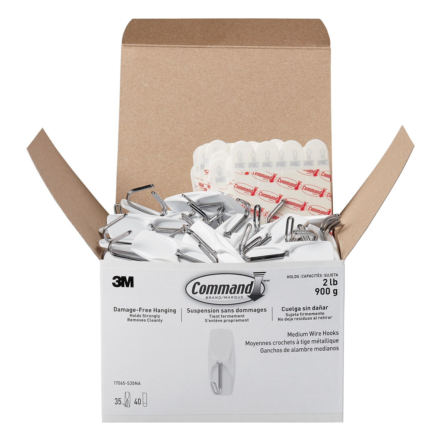 Command Medium Wire Hooks, White, 35 Hooks (17065-S35NA)