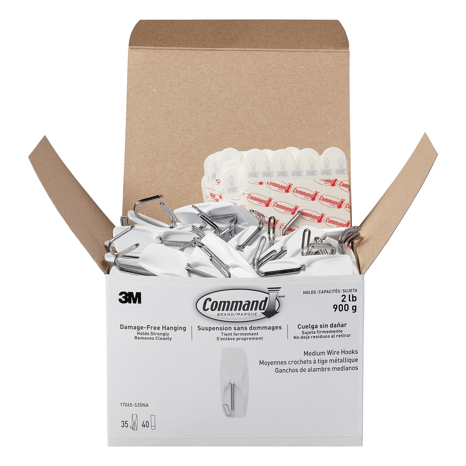 Command™ Medium Wire Hooks, White, 35 Hooks (17065-S35NA)