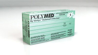 Ventyv Polymed® Powder Free, Natural White, Exam Glove; Small, 100/BX, 10 BX/CS (102798CS)