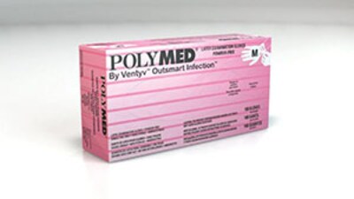 SemperMed Polymed Powder Free White Latex Gloves, Medium, 100/Box (102799BX)