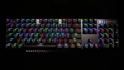 Velocilinx Brennus Wired Mechanical Gaming Keyboard, Gun Metal/Black (VXGM-KB104P-OBL-BK)