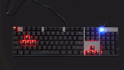 Velocilinx Brennus Wired Mechanical Gaming Keyboard, Gun Metal/Black (VXGM-KB104P-OBL-BK)