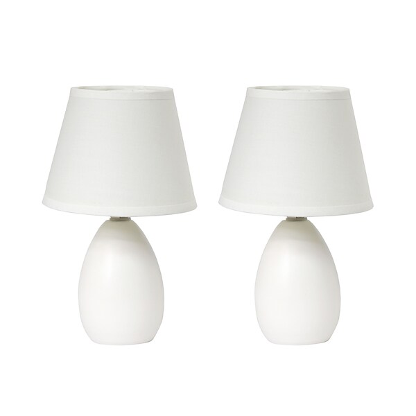 Simple Designs Incandescent Mini Table Lamp Set, Off-White (LT2009-OFF-2PK)