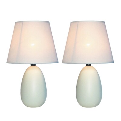 Simple Designs Incandescent Mini Table Lamp Set, Off-White (LT2009-OFF-2PK)