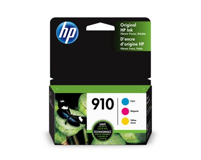 Photo 1 of HP 910 Cyan/Magenta/Yellow Standard Yield Ink Cartridge, 3/Pack (3YN97AN#140)