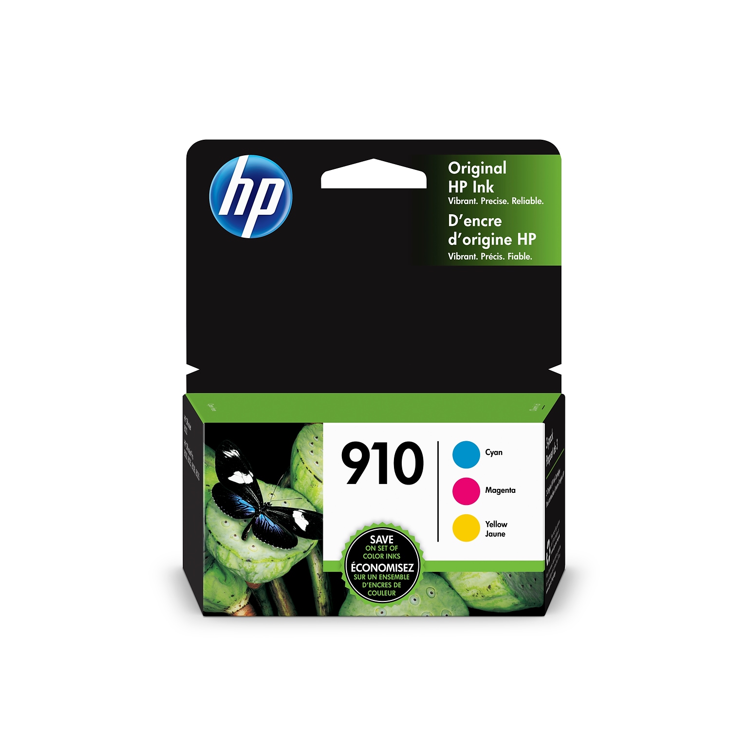 HP 910 Cyan/Magenta/Yellow Standard Yield Ink Cartridge, 3/Pack  (3YN97AN#140)