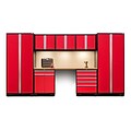 NewAge Products Pro 3.0 Series 8-Piece Garage Cabinet Set, Bamboo Table Top, Red (52292)