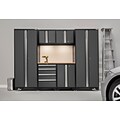 NewAge Products Bold 3.0 Series 7-Piece Garage Cabinet Set, Bamboo Top, Gray (50050)