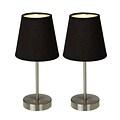 Simple Designs Incandescent Mini Table Lamp Set, Black (LT2013-BLK-2PK)