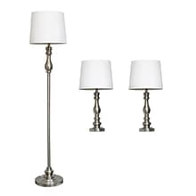 Elegant Designs Incandescent Lamp Set, Brushed Steel (LC1015-BST)