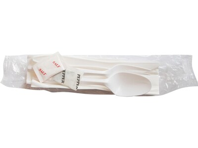 Berkley Square Individually Wrapped Plastic Assorted Cutlery Set, Medium-Weight, White, 250/Pack (1171241)