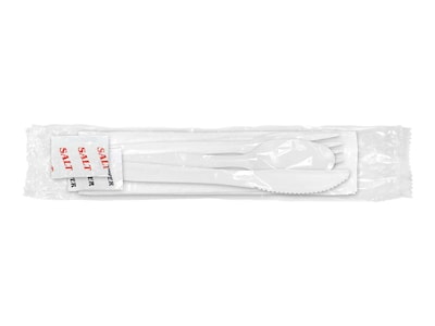 Berkley Square Individually Wrapped Plastic Assorted Cutlery Set, Medium-Weight, White, 250/Pack (11