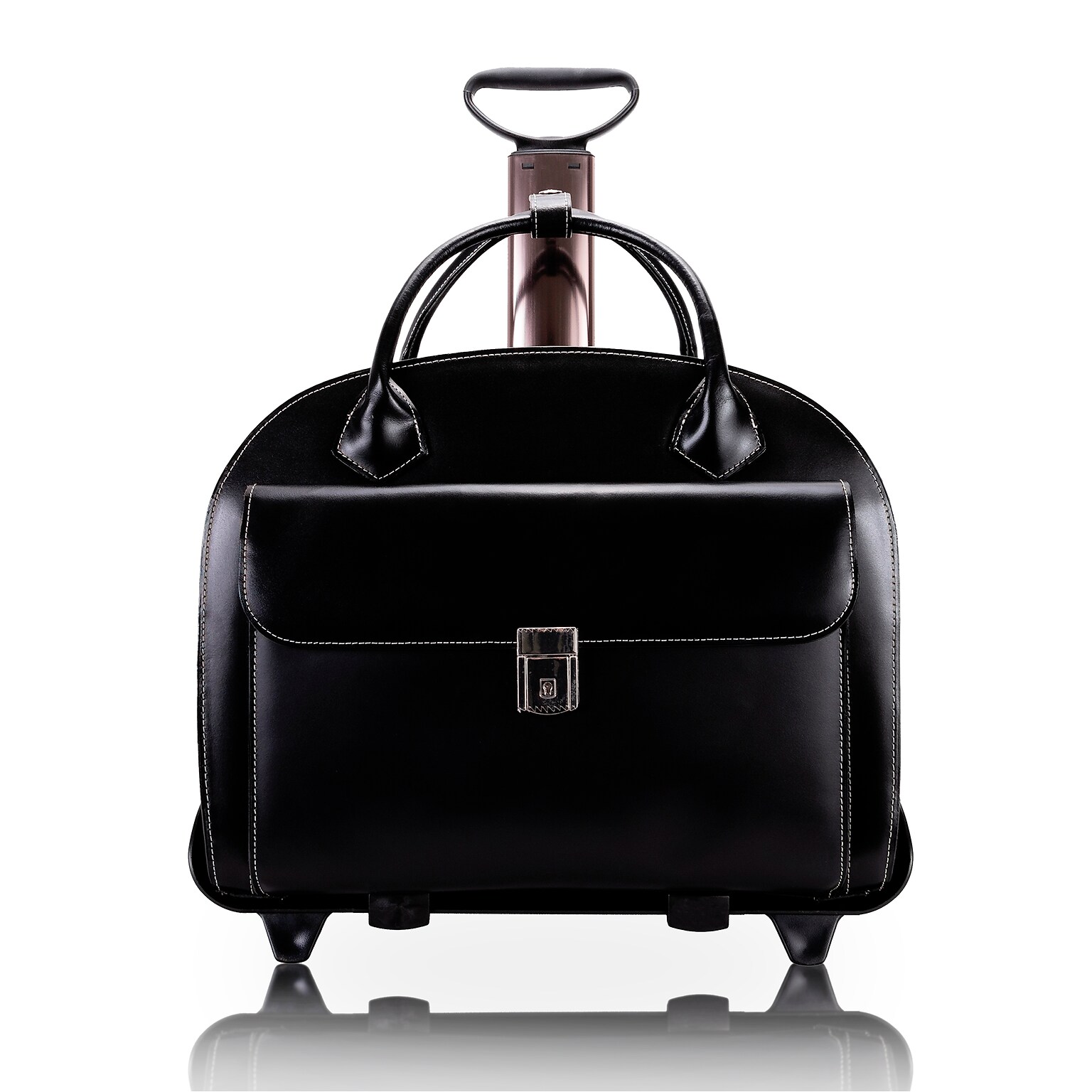 McKlein W Series Glen Ellyn Ladies Laptop Briefcase, Black Leather (94365)