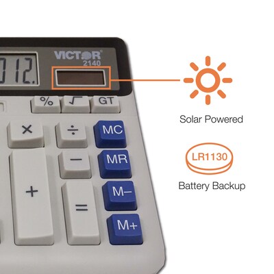 Victor Technology 2140 12-Digit Desktop Calculator, Off White