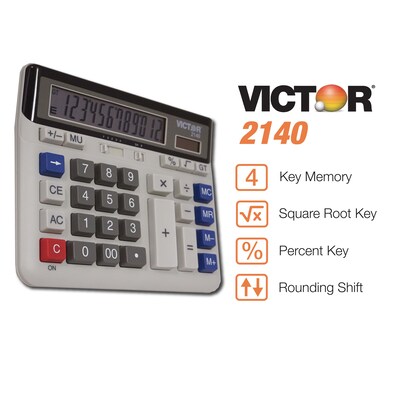 Victor Technology 2140 12-Digit Desktop Calculator, Off White