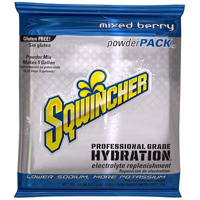 Sqwincher Mixed Berry Sports Energy Drink Powder Mix, 47.66 Oz., 16 Packs/Carton (016400-MB)