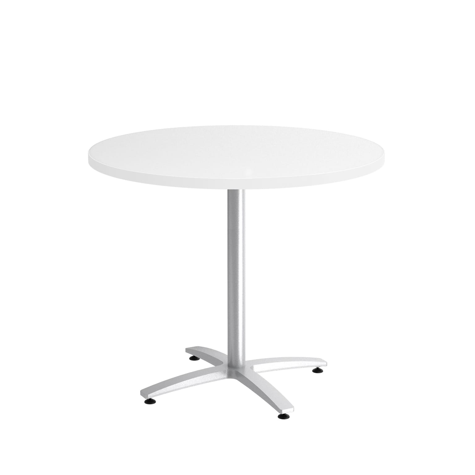 Union & Scale™ Workplace2.0™ 36 Round White Seated Height Table Silver Base