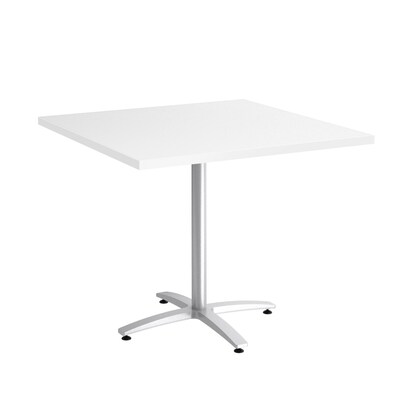 Union & Scale™ Workplace2.0™ 36 Square White Seated Height Table Silver Base