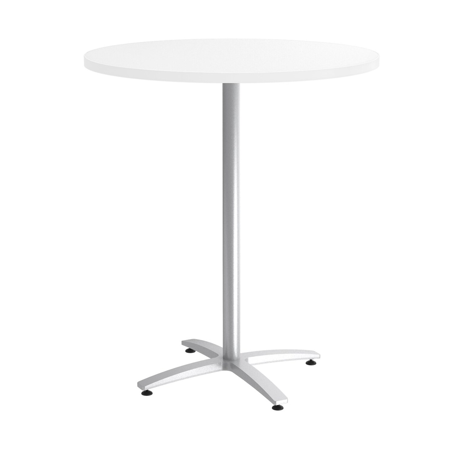 Workplace2.0™ 36 Round White Bistro Height Table Silver Base