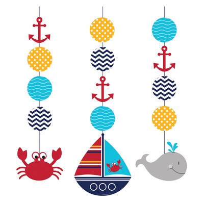 Creative Converting Ahoy Matey Nautical Hanging Cutouts 3 pk (997226)