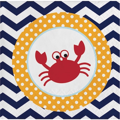 Creative Converting Ahoy Matey Nautical Beverage Napkins, 18/Pack (657226)