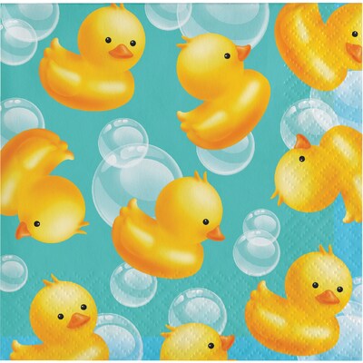 Creative Converting Rubber Duck Bubble Bath Beverage Napkins, 48 Count (DTC657058BNAP)