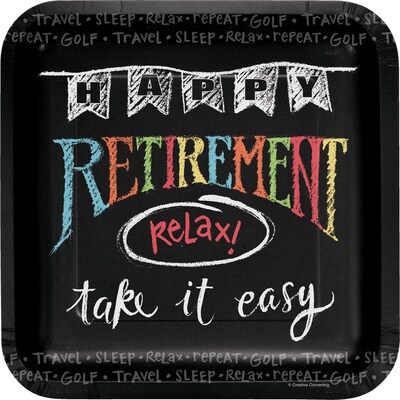 Creative Converting Retirement Chalk Paper Dinner Plates, 8/Pack (425977)