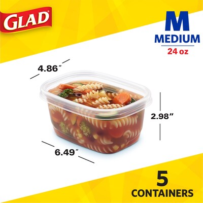 Glad Big Bowl Food Storage Containers with Lids, 48 oz, Clear/Blue, Plastic,  3/Box
