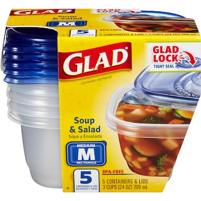 Gladware Double Seal Containers & Lids, Family Size, 3-pack