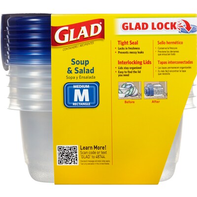 Glad 3-Pack Quart Plastic Bpa-free Reusable Food Storage Container