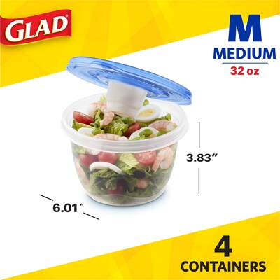 Glad® To Go Lunch Containers, 32 Oz., 4/Pack (78404)