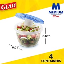 Glad® To Go Lunch Containers, 32 Oz., 4/Pack (78404)