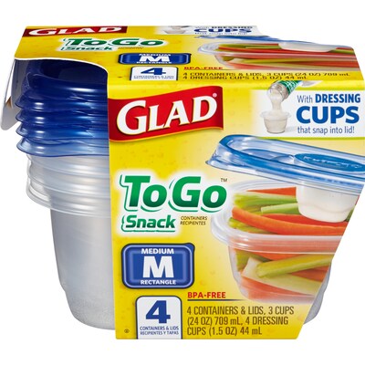 Glad® To Go Lunch Containers, 32 Oz., 4/Pack (78404)