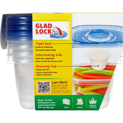 Glad® To Go Lunch Containers, 32 Oz., 4/Pack (78404)